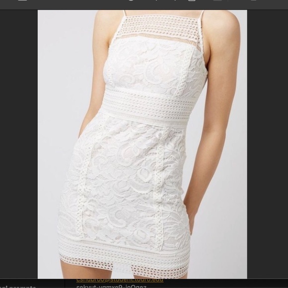Topshop white lace body con Dress US size 2 - Picture 1 of 3